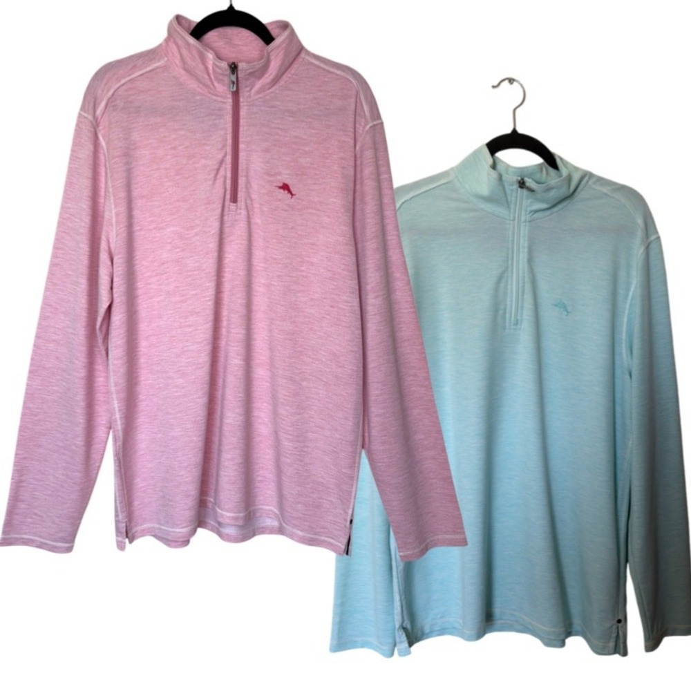 Tommy Bahama Mens Regular Coasta Vera Pullover Large Pink Blue Poly Blend Lot 2